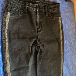 Black Pants With Gold Stripe On The Side