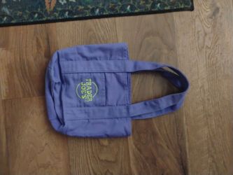 Mini purple Trader Joe's tote bag