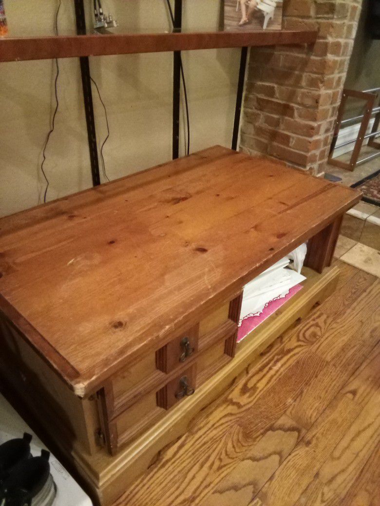 Coffee Table With Lower Storage And Cubby Hole