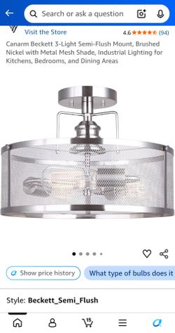 5-Light Semi-Flush Mount, Brushed Nickel with Metal Mesh Shade, Industrial Lighting for Kitchens, Bedrooms, and Dining Areas