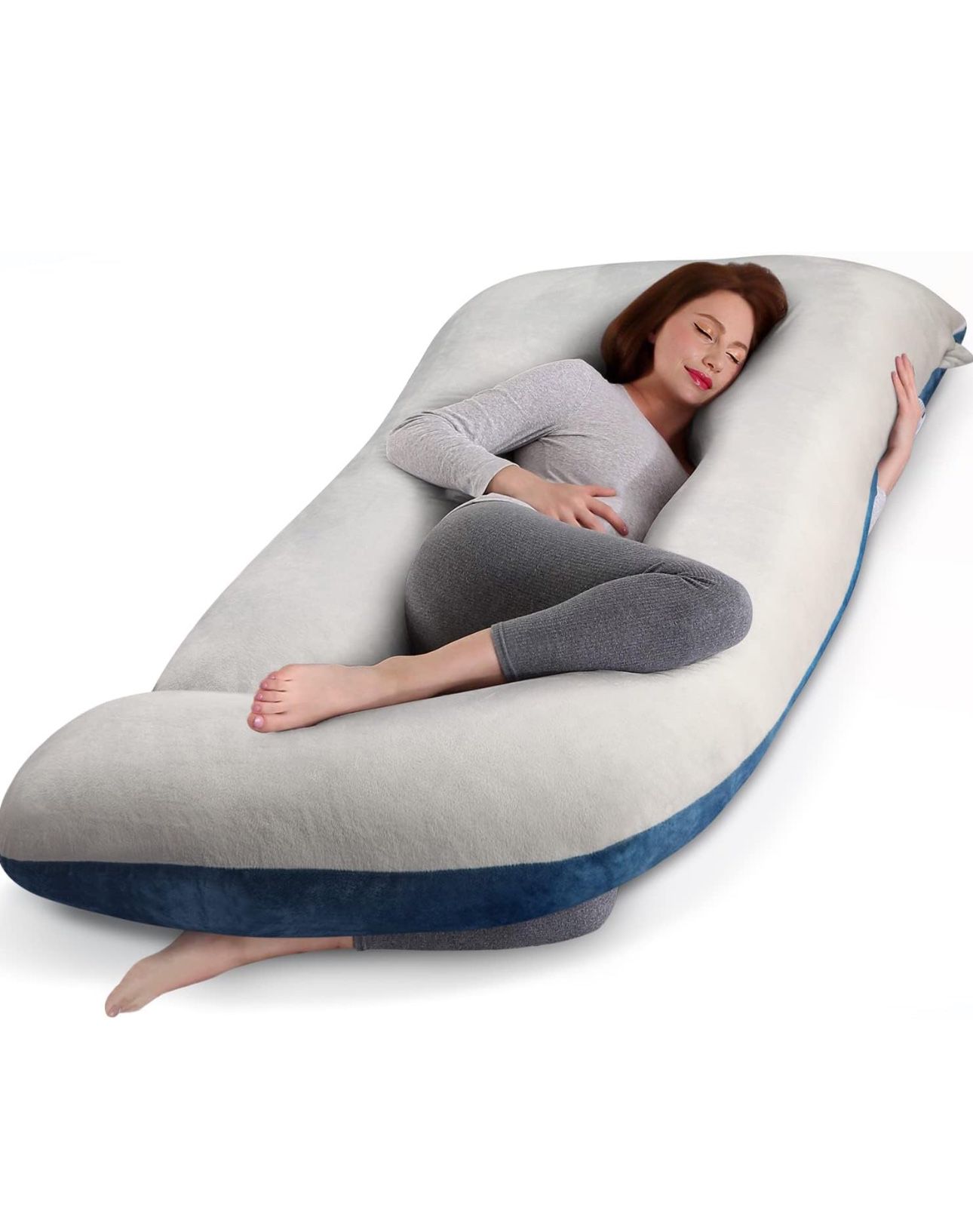 cauzyart Pregnancy Maternity Pillows for Sleeping 55 Inches U-Shape Full Body Pillow Support - for Back, Hips, Legs, Belly for Pregnant Women with Rem