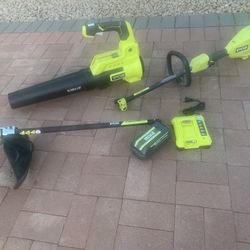40-Volt Cordless Variable Speed Leaf blower RY40408 and weed eater 