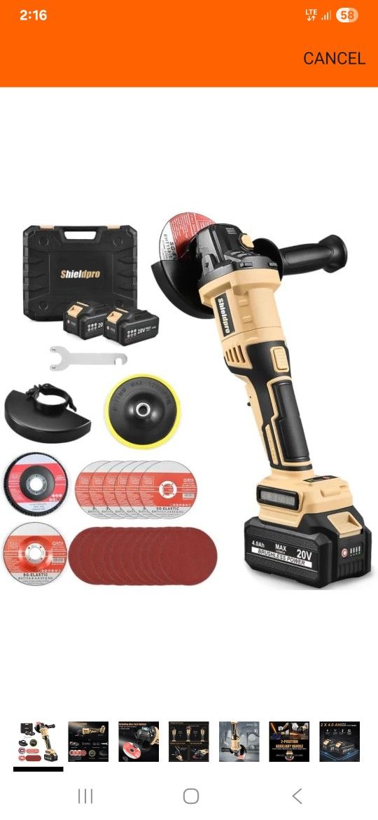 Shieldpro Cordless Rotating Head Angle Grinder