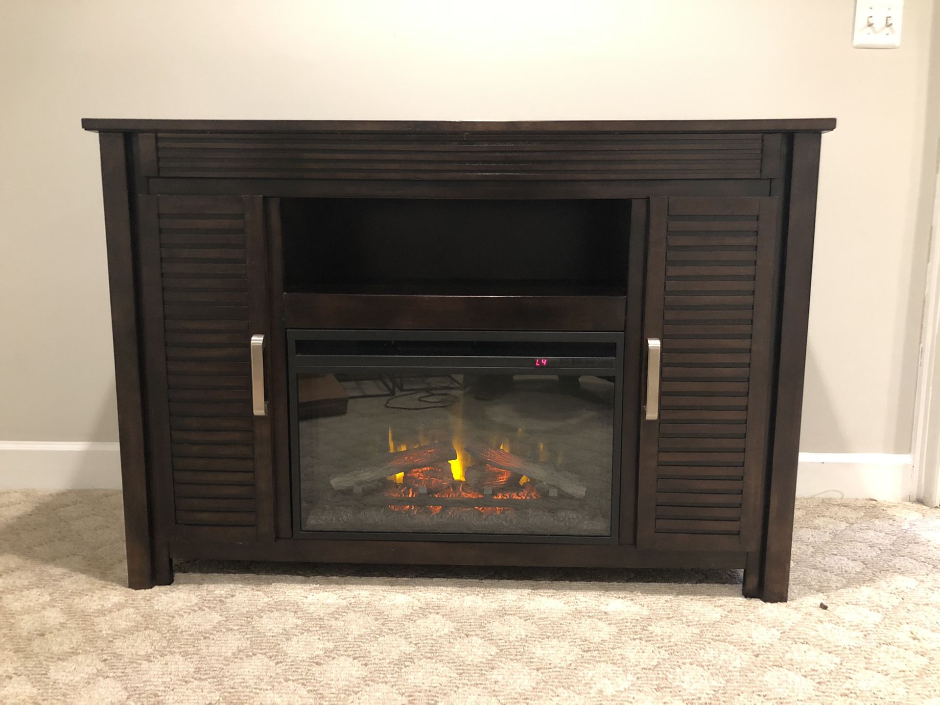 Entertainment Center with built-in electric fireplace in Cappuccino finish