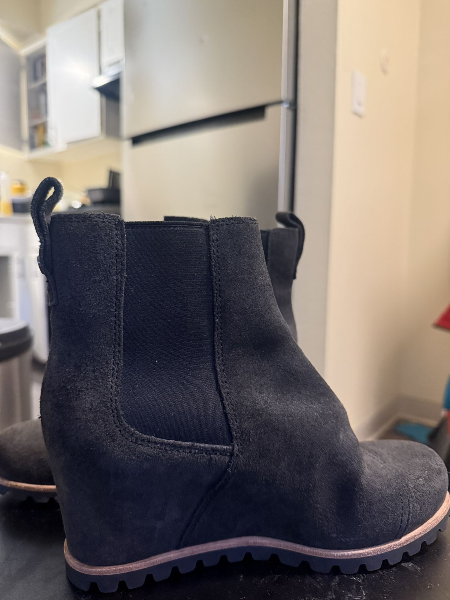 Suede Embroidered Accent Chelsea Boots