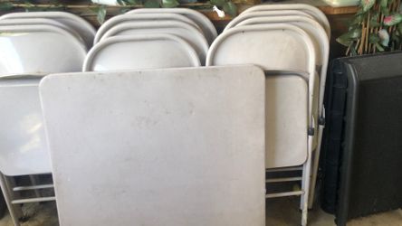 Card table and folding chairs