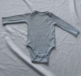 Gray Long Sleeve Baby Bodysuit