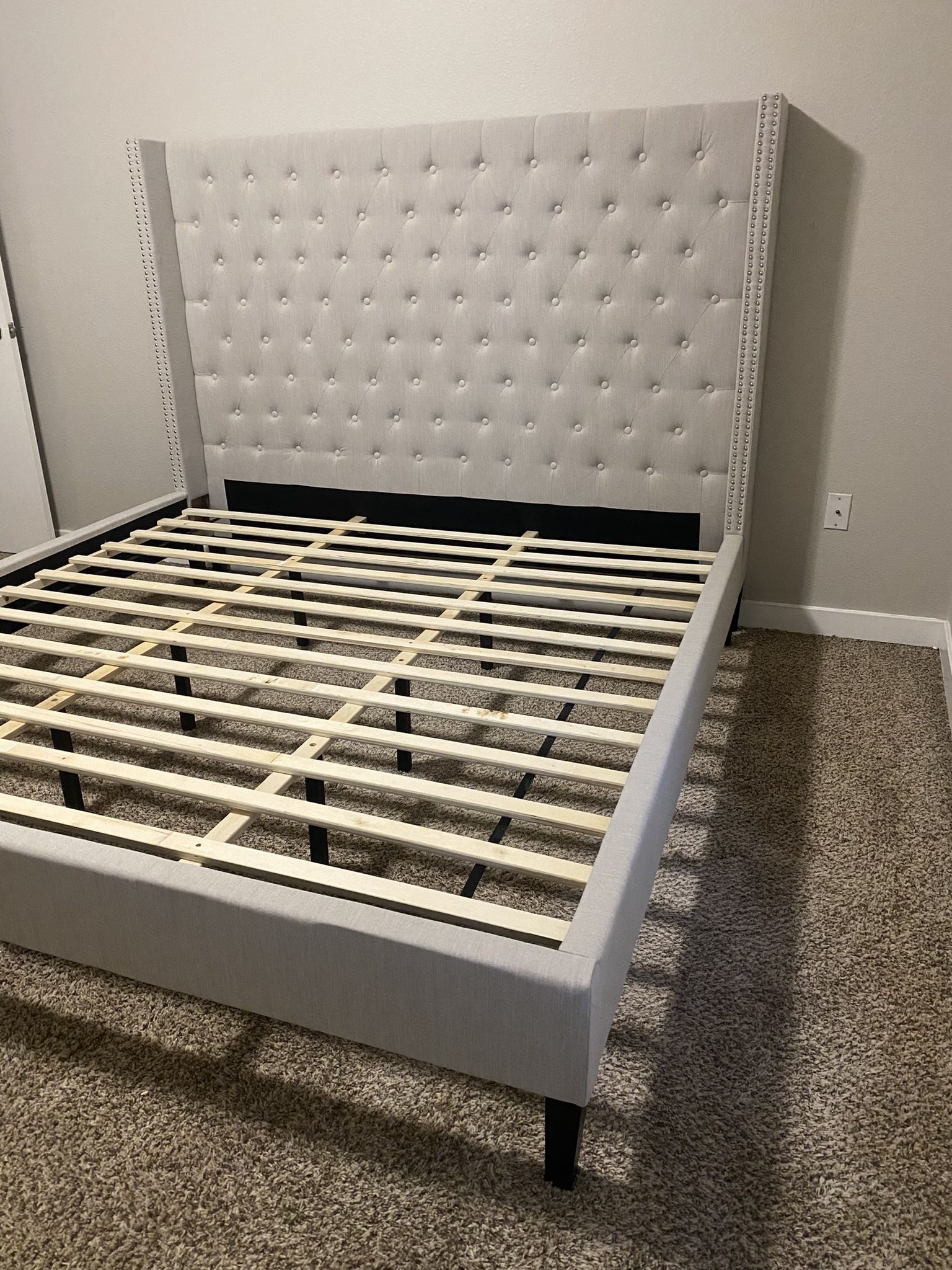 Beige King Size Bed Frame
