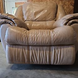 Tan Leather Rocker Recliner - Manual
