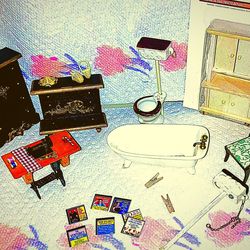 Dollhouse Miniature Bathroom Set Plus Extras
