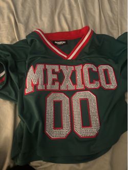Mexico cropped rhinestone jersey