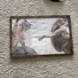 Michelangelo Creation Of Adam Funny cat wall art