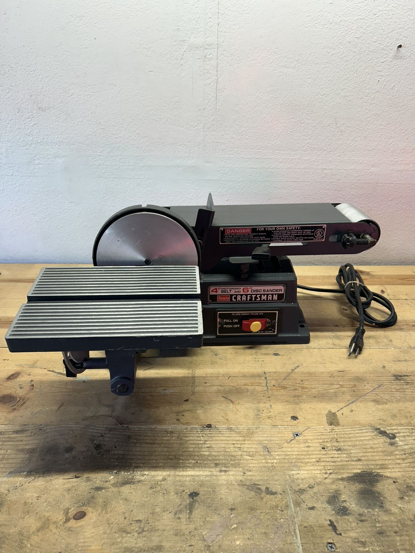 NICE Sears Craftsman 4" Belt ~ 6" Disc Electric Sander Motorized Tool 113.226424
