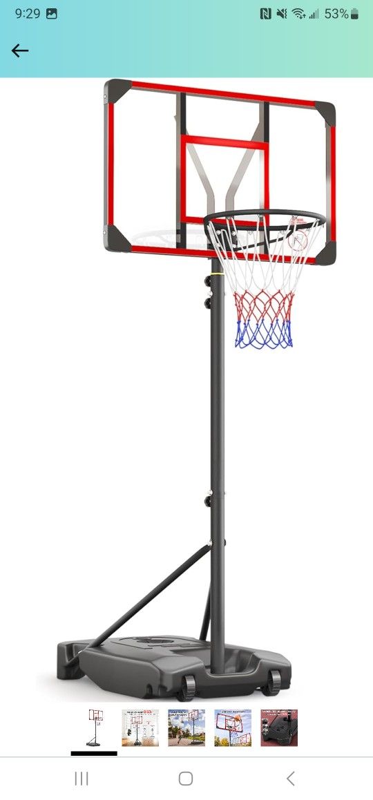 Kids Basketball Hoop Outdoor 4.82-8.53ft Adjustable, Portable Basketball Hoops & Goals for Kids/Teenagers/Youth in Backyard/Driveway/Indoor