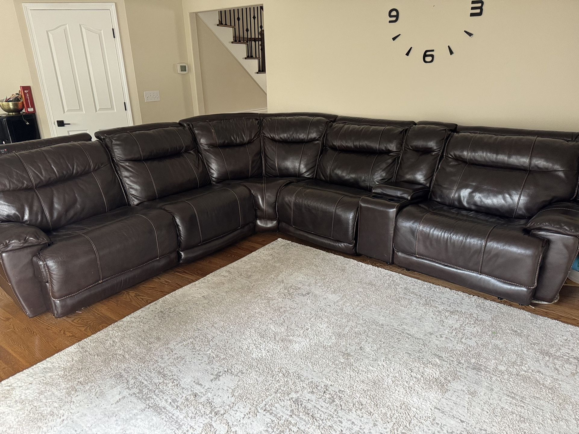 leather corner sofa with two recliners