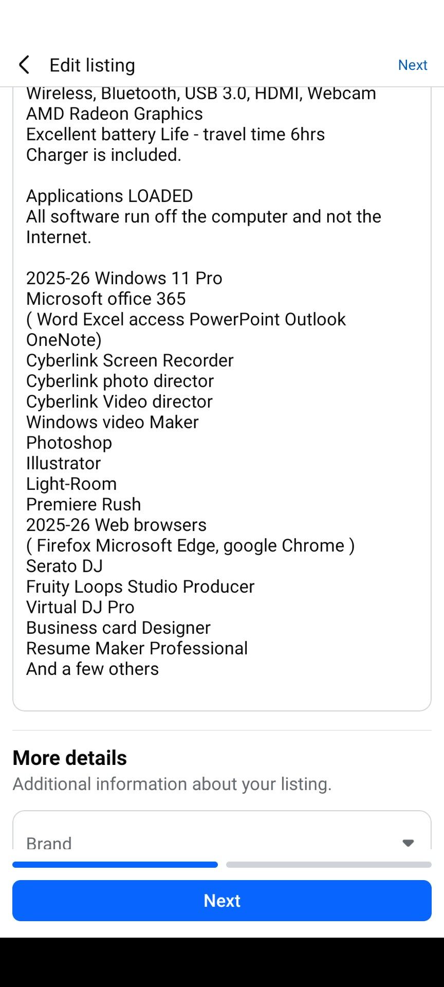 HP Notebook Photoshop Illustrator Light Room Premiere Rush $200