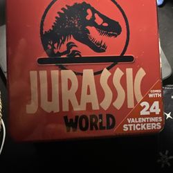 Jurassic World  Mailbox Tin Included 24 Valentine’s Day Stickers