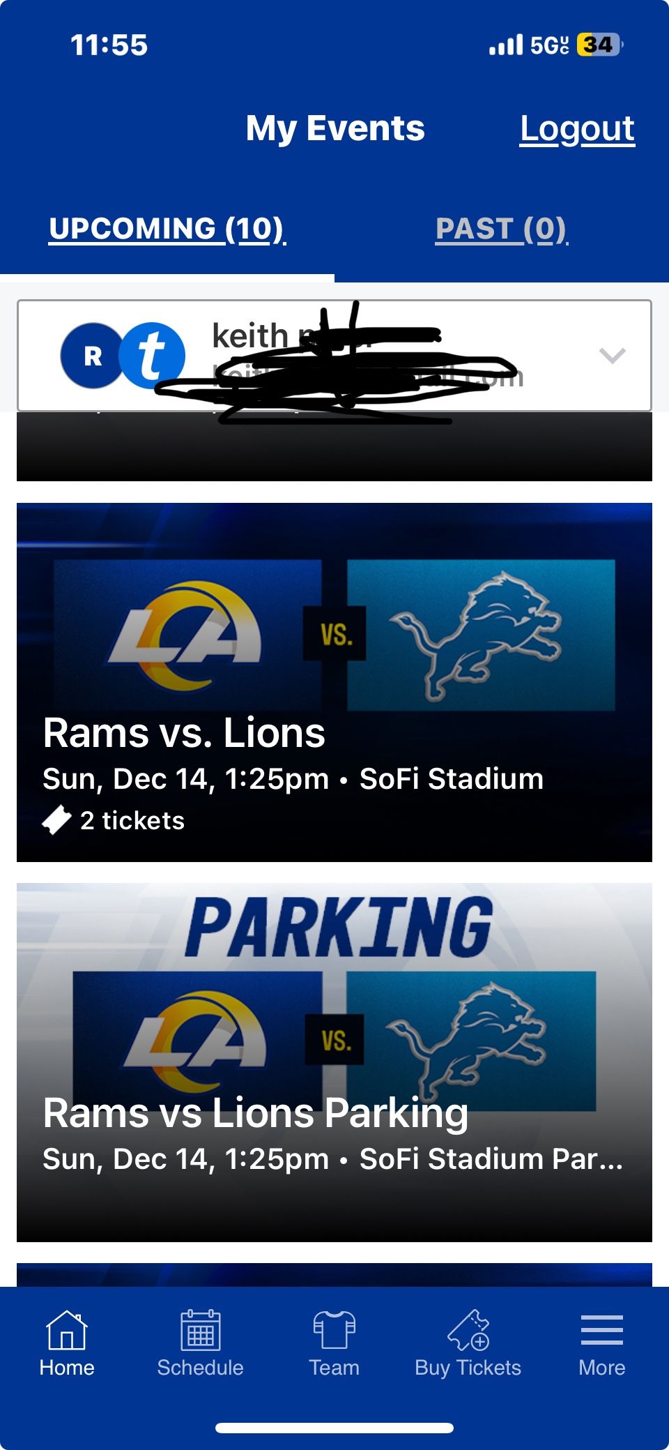 Rams versus Lions Tickets & Tailgate Parking Pass