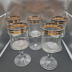 Wine Glasses Platinum & Gold Band