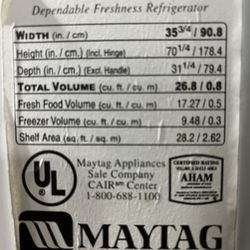 Maytag Refrigerator 