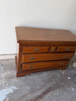 Wood Dresser with Brass Hardware