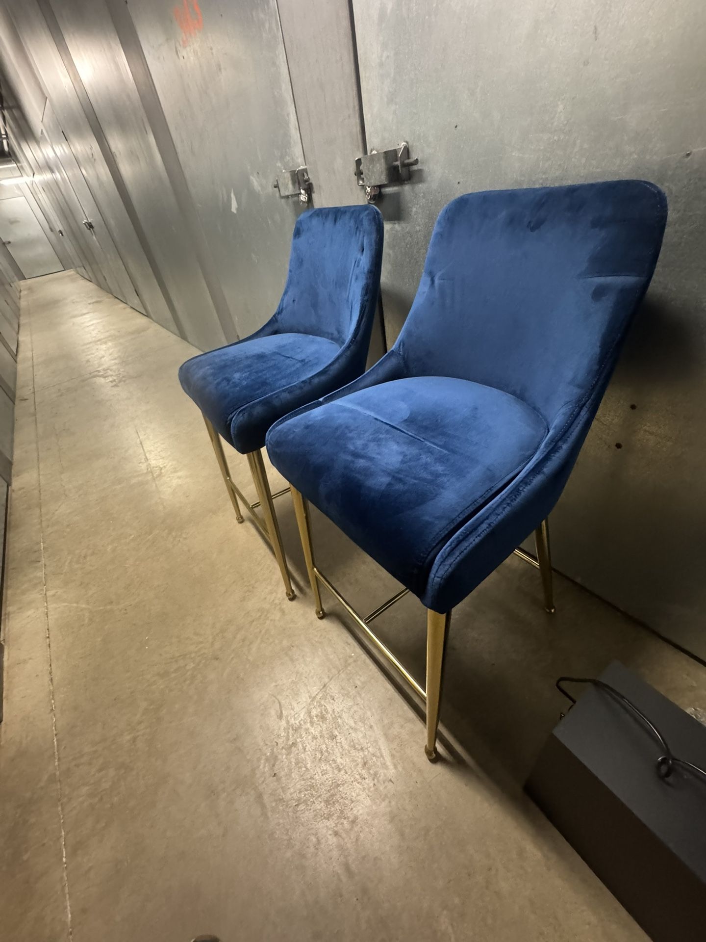 Blue Velvet Bar Stools-Set Of 2 