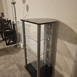 Media Center with Glass Shelves 