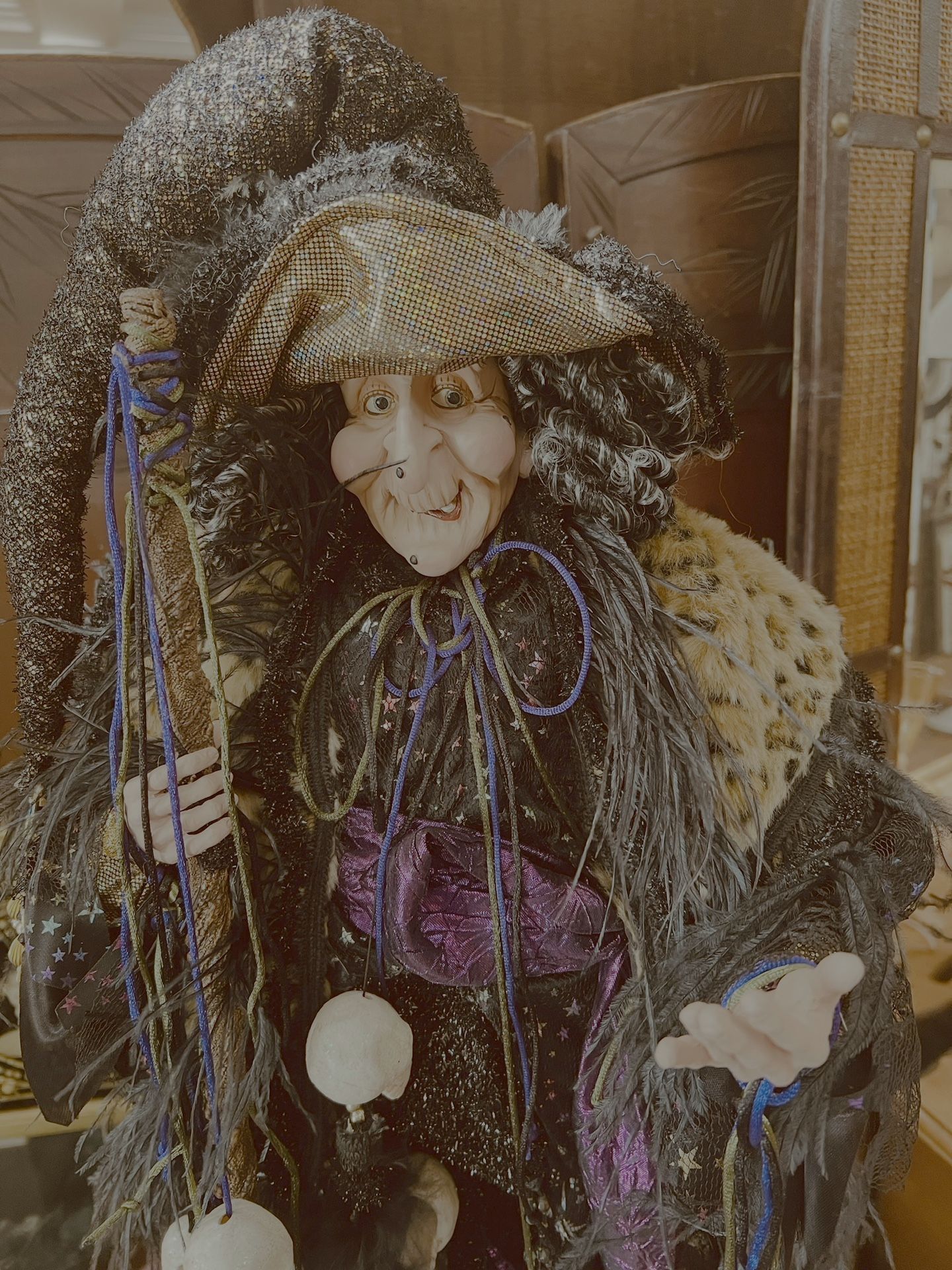  Collectable Vintage Purple Passion Halloween Witch On base.