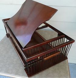 Vintage Bombay Bed Tray Lap Desk w Side Magazine Rack Holders