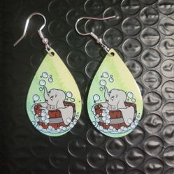 Dumbo Wooden Teardrop Earrings: Nickel Free