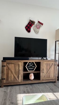 Rustic farmhouse wooden TV stand