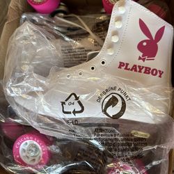 Playboy White And Pink Roller Skates 