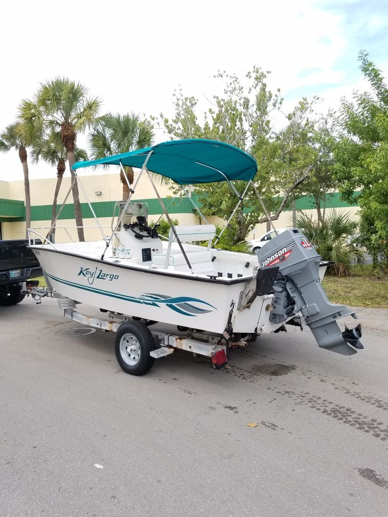 key largo 17 ft center console boat with johnson 70hp and trailer