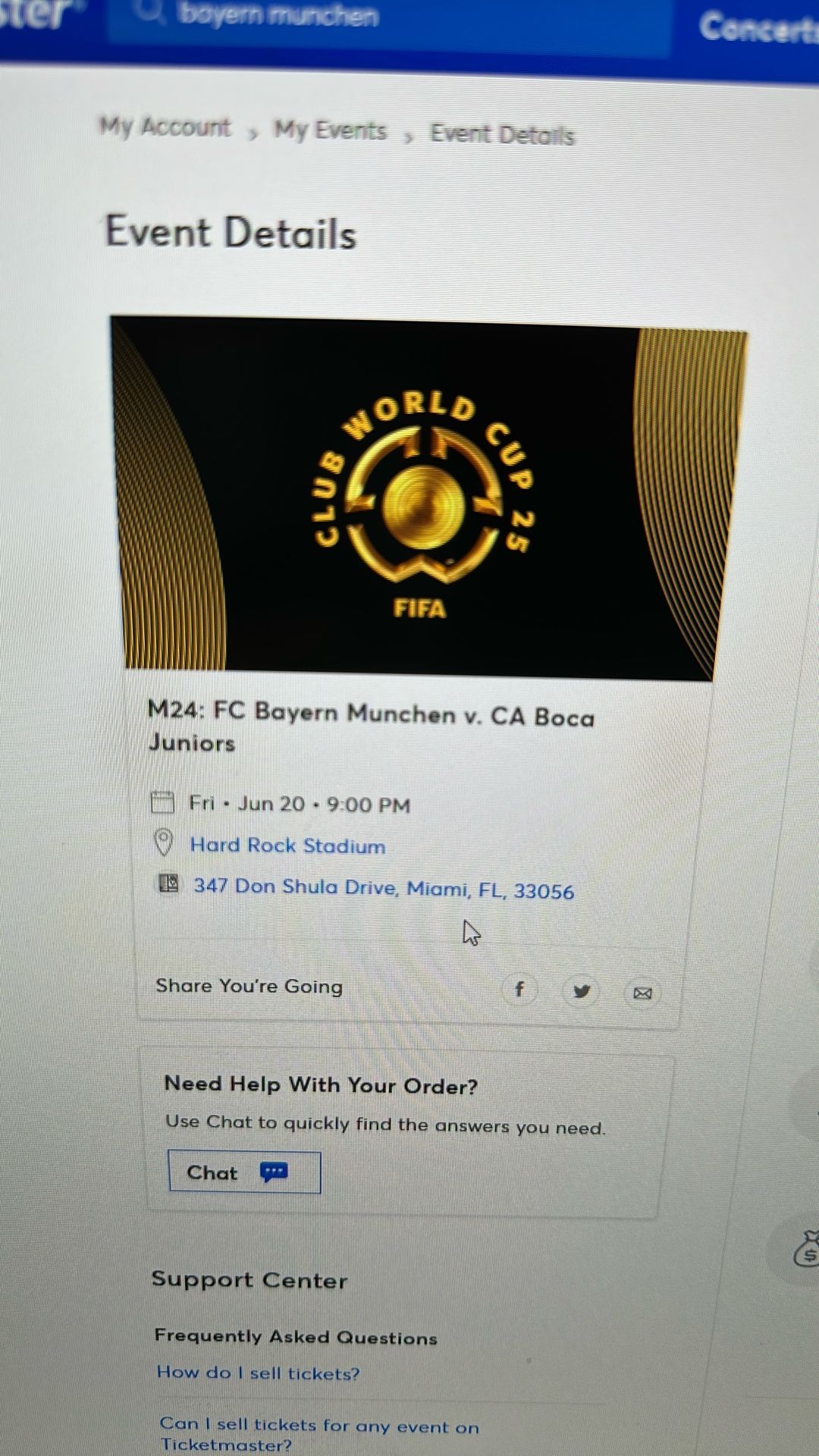 Bayern Munchen Vs Boca Juniors 2 Tickets
