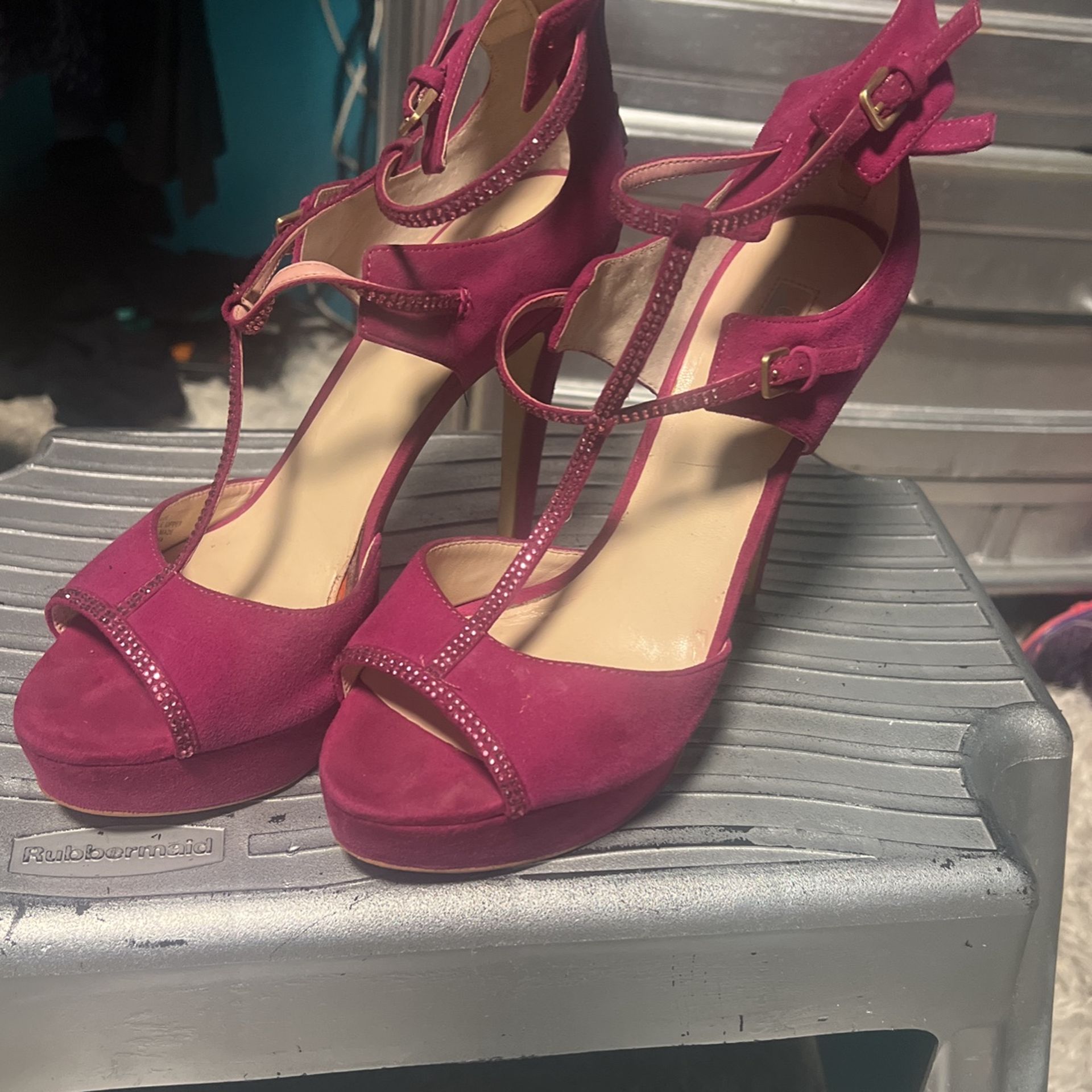 Pink Guess 4 Inch Open Toe Heel