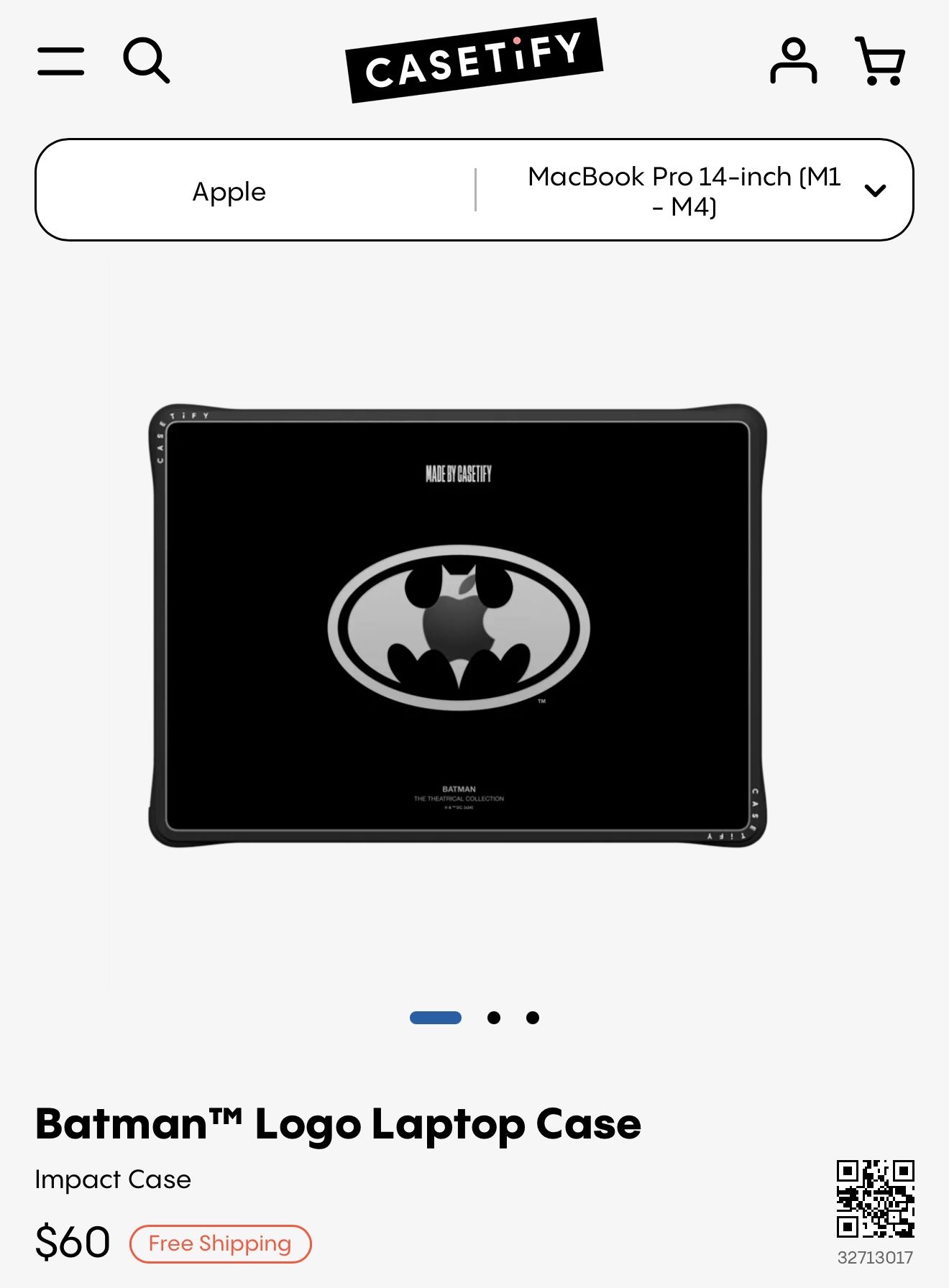 2 Casetify Laptop Case Batman & Clear For MacBook Pro Size 14