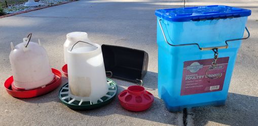Chicken feeders and water tank