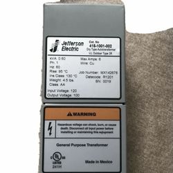 JEFFERSON ELECTRIC GENERAL PURPOSE TRANSFORMER kVA: 0.60 ph1