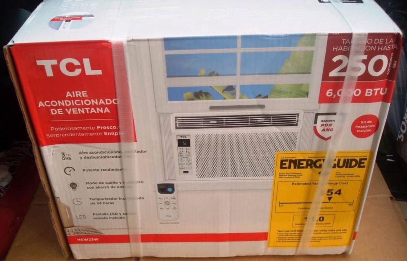 TCL H6W23W 6,000 6000 BTU Window Air Conditioner, Fan & Dehumidifier, 250 Sq. Ft