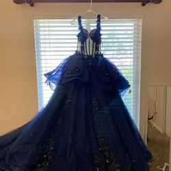 Navy blue Quinceañera dress