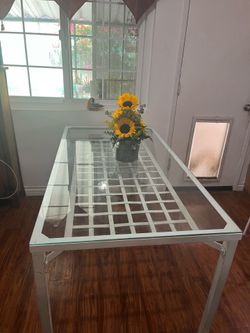 Retangular glass iron dinning table