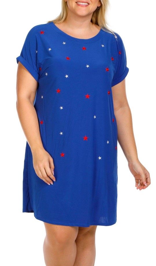 4th Of July Women's Plus Americana Star Print Dress