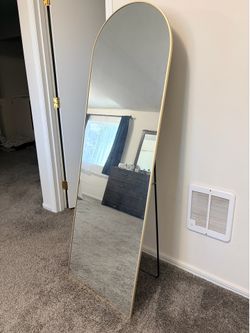 Gold Arched Full-Length Floor Mirror — Like New