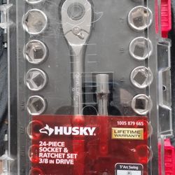 Husky 24pc Socket & Ratchet Set 3/8in Drive