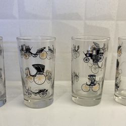 Libbey Antique Auto Horseless Carriage Glasses