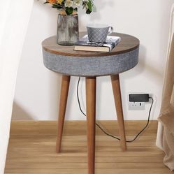 Smart Coffee Table with Wireless Charger, Smart Table with USB Charging Ports, Round Side Bluetooth Speaker 