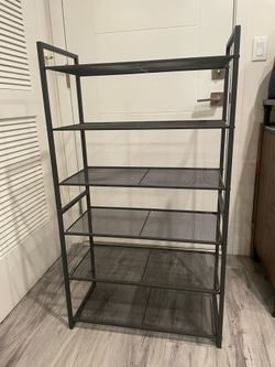 6 Tier Gray Metal Shoe Rack