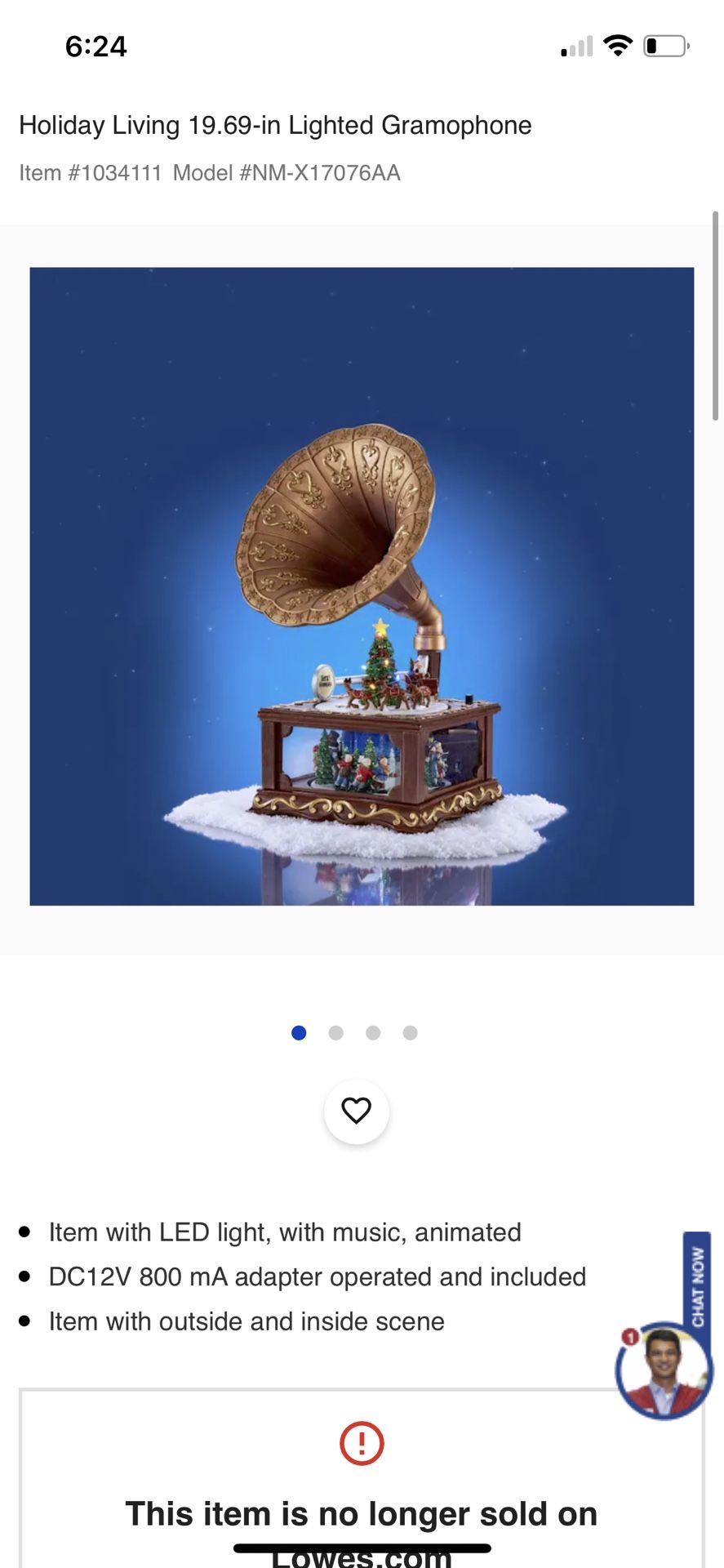 Holiday Living 19.69 in Lighted Gramophone