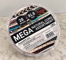 Cousin DIY Mega Natural CordAssortment, Jute Twine, 18 MultiColor Rolls