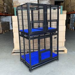 New in Box $310 Stacking Dog Crate 37”x25”x64” Heavy-Duty Cage Folding Kennel w/ Plastic Tray (Set of 2) 